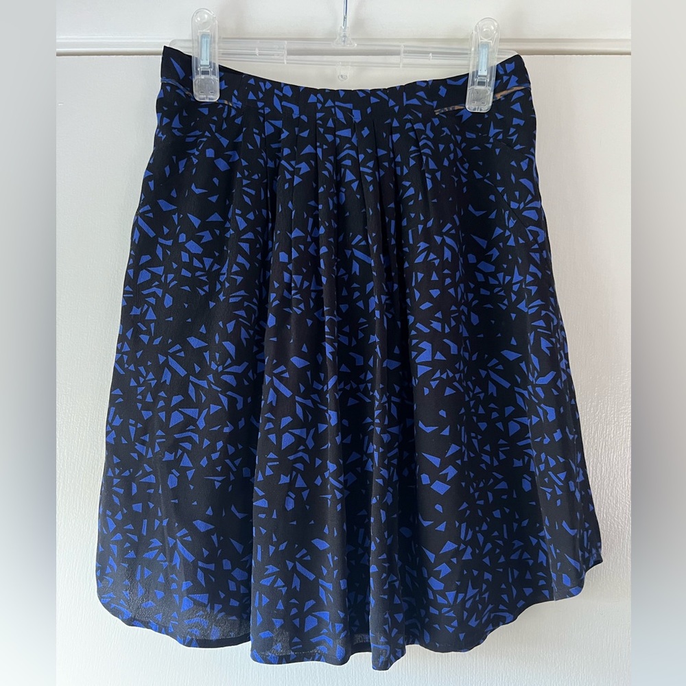 Comptoir des Cotonniers Blue Black Abstract Print Flouncy Mini Skirt Flirty Fun